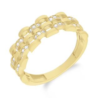 Pierścionek złoty płotek z cyrkoniami PY P03R-2654 próba 585