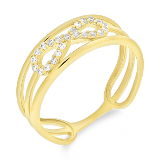 Pierścionek złoty infinity z cyrkoniami PY P03R-2913 próba 375