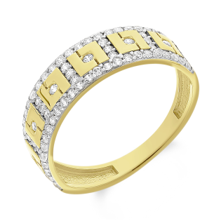 Pierścionek złoty kwadraty i białe cyrkonie PY RING-696 próba 585