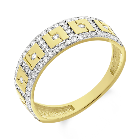 Pierścionek złoty kwadraty i białe cyrkonie PY RING-696 próba 585