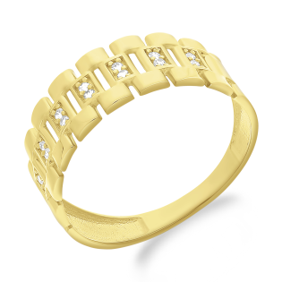 Pierścionek złoty płotek i cyrkonie PY YRF-3066 próba 375