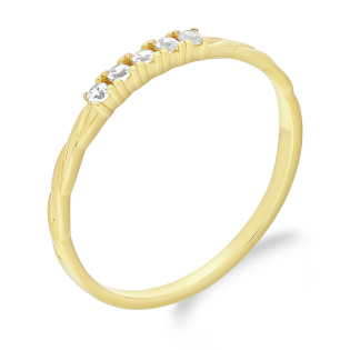 Pierścionek złoty LINE z cyrkoniami i skręcona szyna PY YRL-1477 próba 375