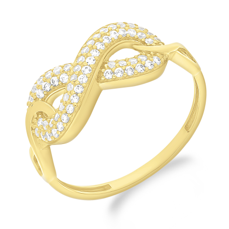 Pierścionek złoty infinity z cyrkoniami 2 PY YYZ-1174 próba 375
