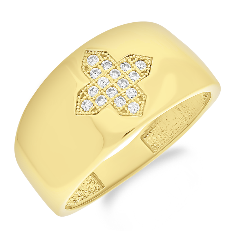 Pierścionek złoty koniczyna z cyrkoniami PY YYZ-5287 próba 375