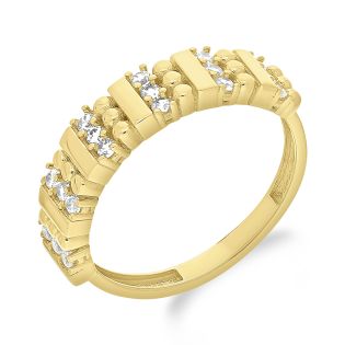 Pierścionek złoty cyrkonie w pionie i blaszki PY YYZ-5406 próba 375