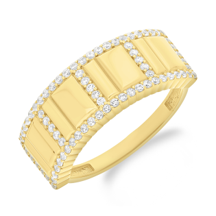 Pierścionek złoty prostokąty i białe cyrkonie PY YYZ-5419 próba 375