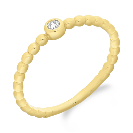 Pierścionek złoty biała cyrkonia i kulki bead PY YYZ-5581 próba 585