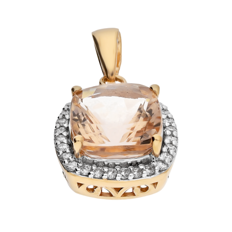 Zawieszka z różowego złota z naturalnym morganitem i diamentami