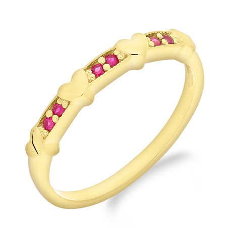 Złoty pierścionek z sercami i cyrkoniami pr. 375 - JubilerSezam.pl