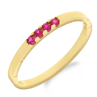 Pierścionek złoty z rzędem czerwonych cyrkonii ZQ 289 RUB próba 375