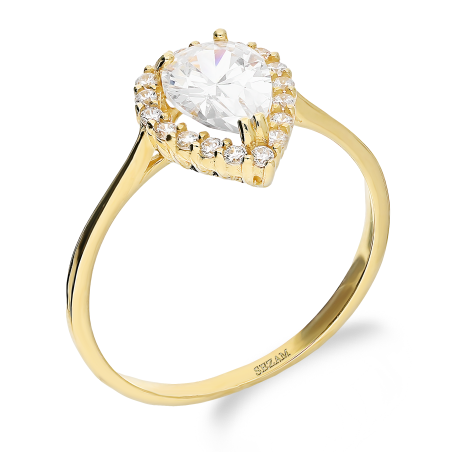 Pierścionek markiza kropla b+b OS 96-3136 ZIR próba 585