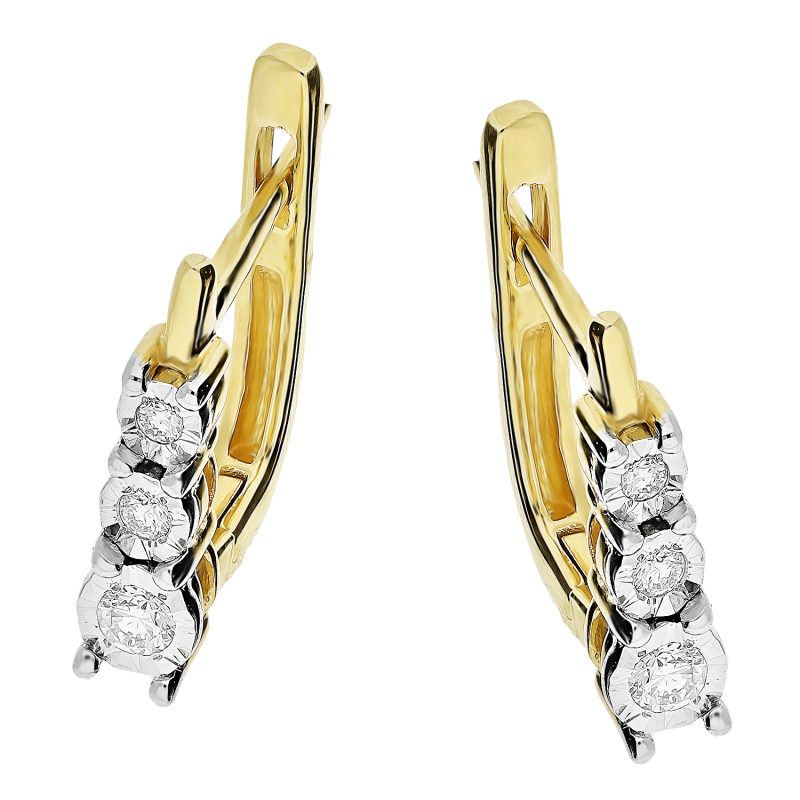 Kolczyki złote LINE diamenty narastająco/ang.zap. NF GS-479 próba 585