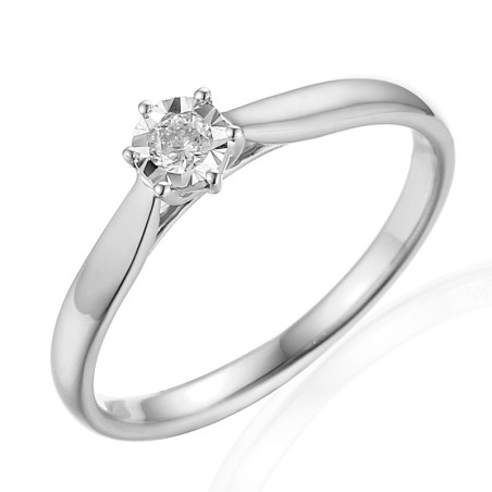 Pierścionek z białego złota z diamentem 0.04ct - JubilerSezam.pl
