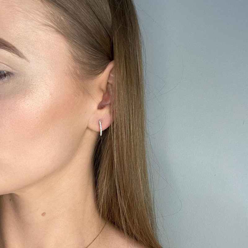 Kolczyki złote rząd białych diamentów/sztyft NF GS-509 próba 585