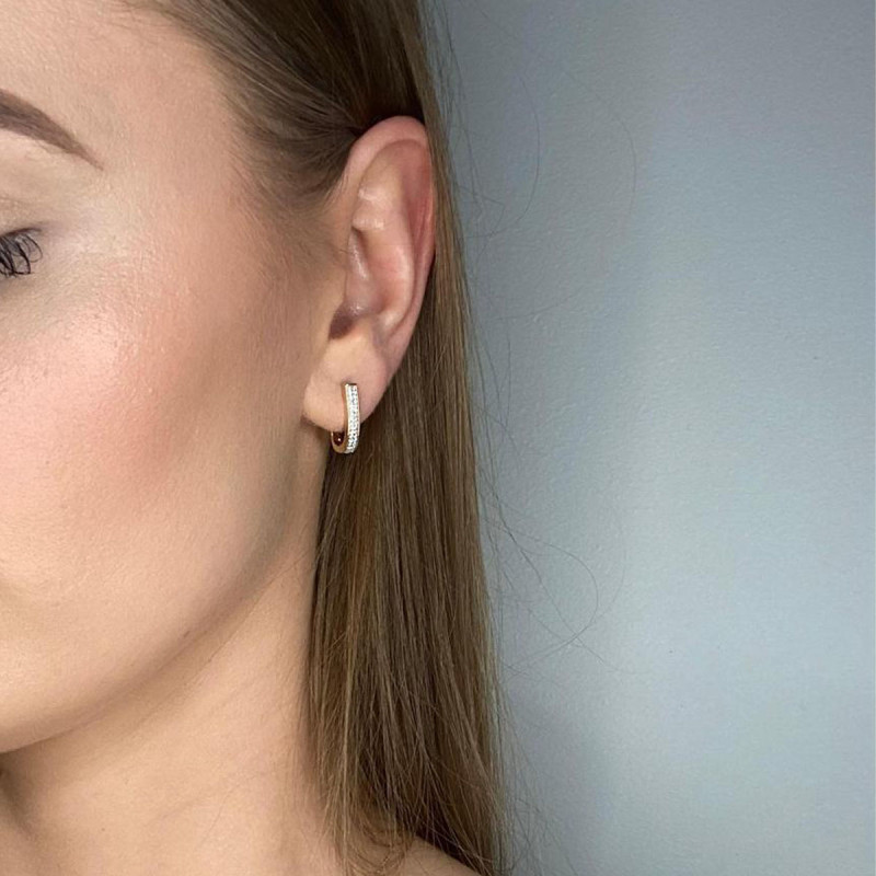 Kolczyki złote z dwoma rzędami białych diamentów/ang.zap. NF GS-83664 próba 585