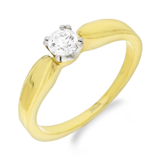 Pierścionek złoty SOLITER z białą cyrkonią ZQ 345 próba 375