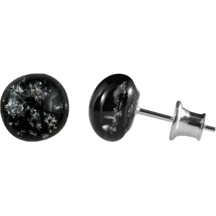 Kolczyki srebrne ze szkłem murano w czarnym kolorze/sztyft