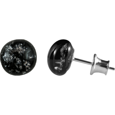 Kolczyki srebrne ze szkłem murano w czarnym kolorze/sztyft