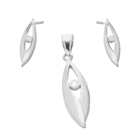 Komplet srebrny kolczyki i zawieszka łezka z cyrkonią  AT439 próba 925