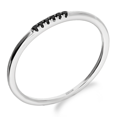 Srebrny Pierścionek z Czarnymi Cyrkoniami pr. 925 - JubilerSezam.pl