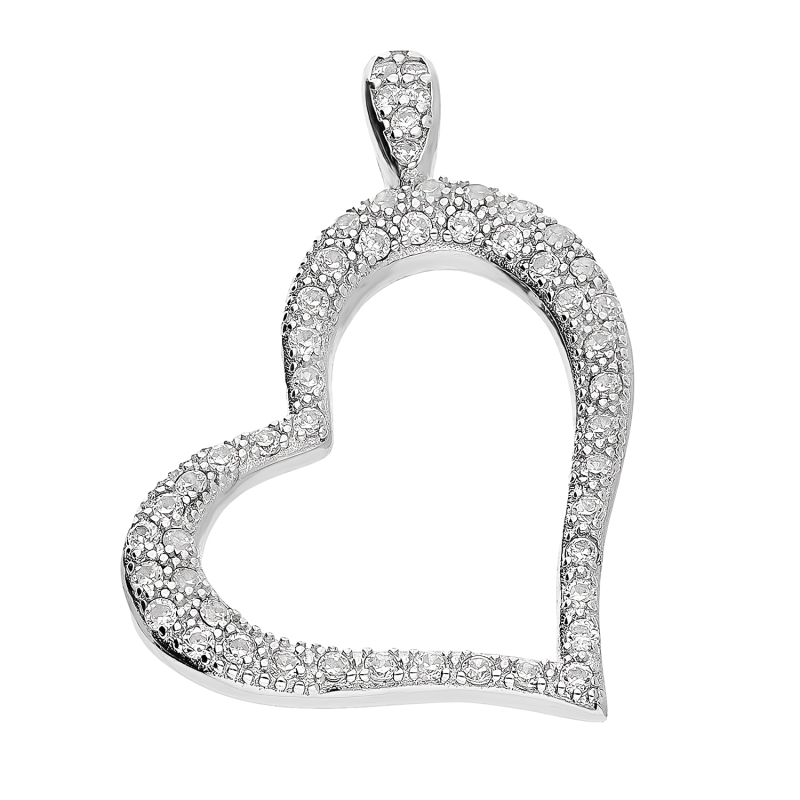 Serduszko srebrne z białymi cyrkoniami AT583 próba 925