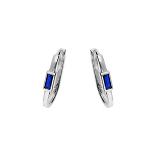 Kolczyki srebrne przecinek z niebieską prostokątną cyrkonią/zatrzask PW NEW 251 ROD c.niebieski próba 925