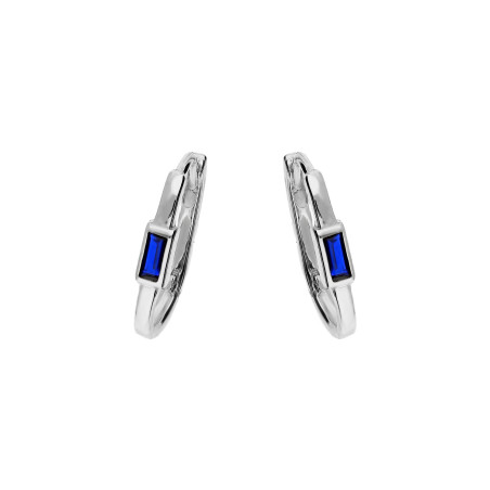 Kolczyki srebrne przecinek z niebieską prostokątną cyrkonią/zatrzask PW NEW 251 ROD c.niebieski próba 925