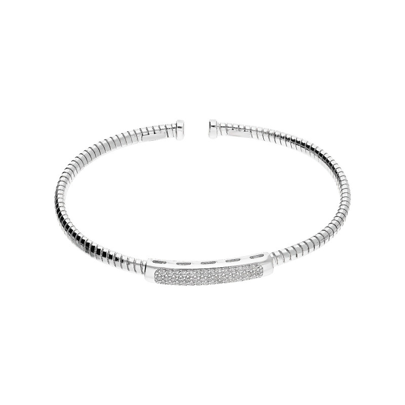 Bransoleta srebrna bangla z trzema rzędami białych cyrkonii PW529 ROD próba 925