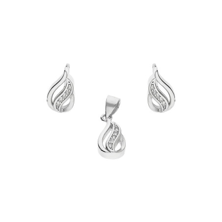 Komplet srebrny kolczyki i zawieszka kropla z rzędem cyrkonii TB 20857 próba 925