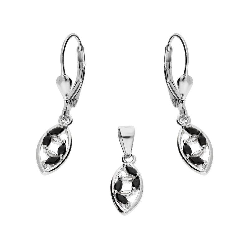 Srebrny Komplet Łezki z Cyrkoniami - Kolczyki i Zawieszka - JubilerSezam.pl