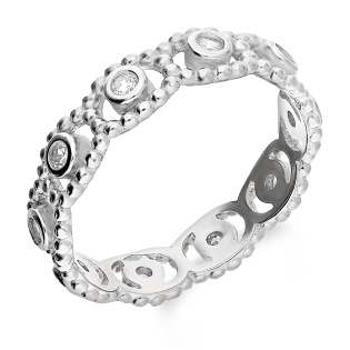 Pierścionek srebrny białe cyrkonie w ażurowej szynie AT633 próba 925