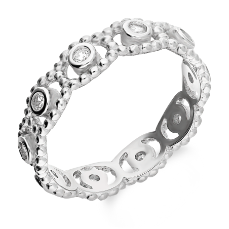 Pierścionek srebrny białe cyrkonie w ażurowej szynie AT633 próba 925