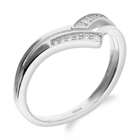 Pierścionek srebrny dwa szpice z cyrkoniami  DA944 próba 925