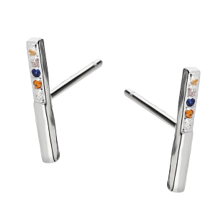 Kolczyki srebrne kreska z kolorowymi cyrkoniami/sztyft DA HS716-1 próba 925