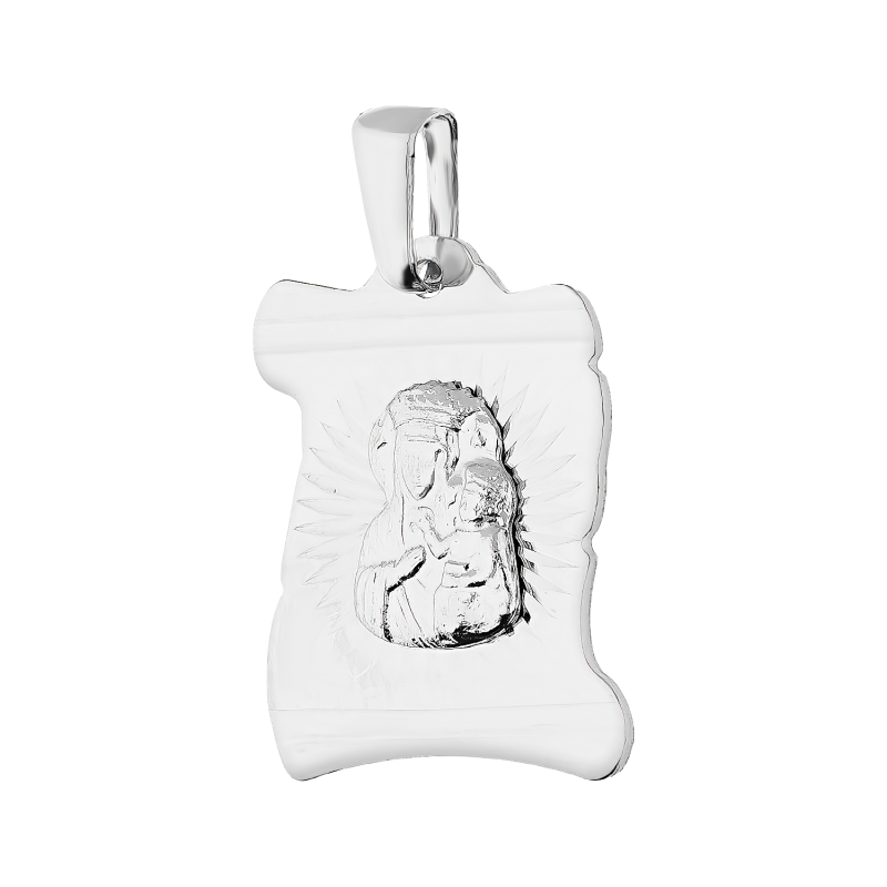 Medalik z białego złota Częstochowska na blaszce papirus DJ133 białe złoto próba 585