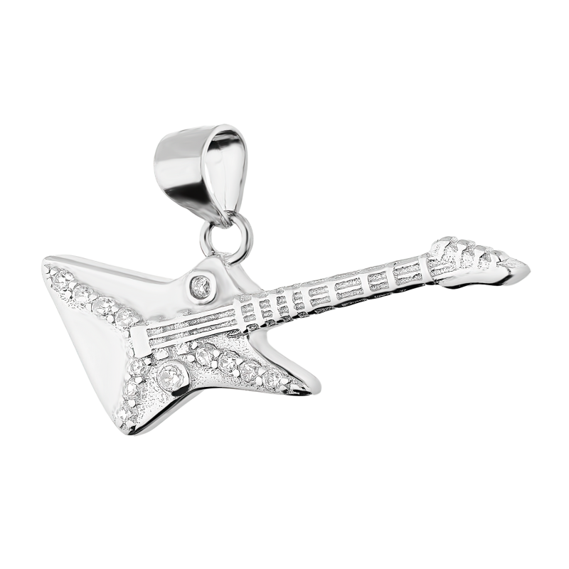 Srebrna zawieszka gitara z cyrkoniami pr. 925 - JubilerSezam.pl