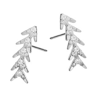 Kolczyki srebrne strzałki z białymi cyrkoniami/sztyft JA713 próba 925