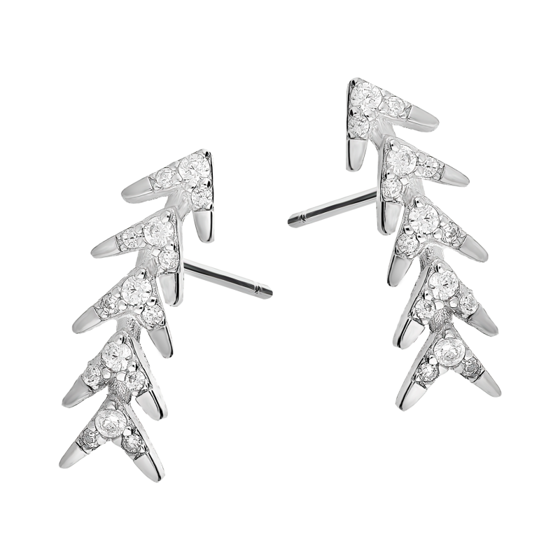 Kolczyki srebrne strzałki z białymi cyrkoniami/sztyft JA713 próba 925