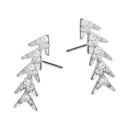 Kolczyki srebrne strzałki z białymi cyrkoniami/sztyft JA713 próba 925