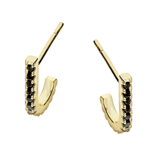 Pozłacane kolczyki z czarnymi cyrkoniami pr. 925 - JubilerSezam.pl