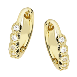 Kolczyki pozłacane kółko 10 mm z białymi cyrkoniami JA1138 GOLD próba 925