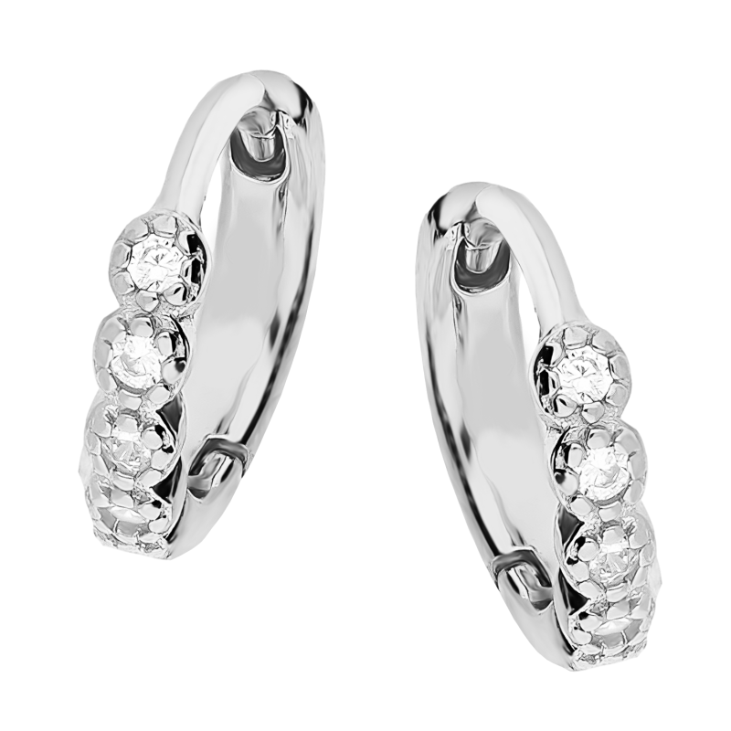 Srebrne kolczyki kółka z cyrkoniami 10mm pr. 925 - JubilerSezam.pl