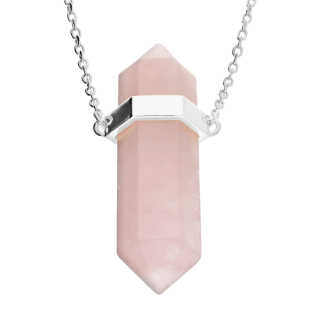 Naszyjnik srebrny z różowym kwarcem/anker JA1158 ROD próba 925