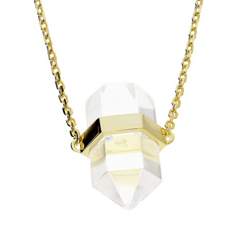 Naszyjnik pozłacany z białym kwarcem/anker JA1159-1 GOLD próba 925