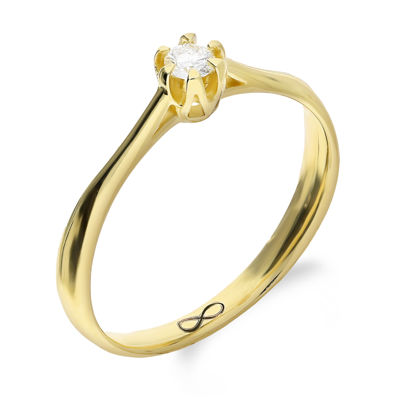 Pierścionek Zaręczynowy Soliter z Diamentem pr. 585 - JubilerSezam.pl