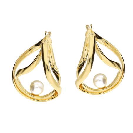 Kolczyki pozłacane perła 6 mm w kropli 3D/ang.zap. M3-048-1 GOLD próba 925