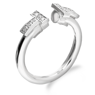 Pierścionek srebrny otwarty z białymi cyrkoniami  M3-094 ROD próba 925