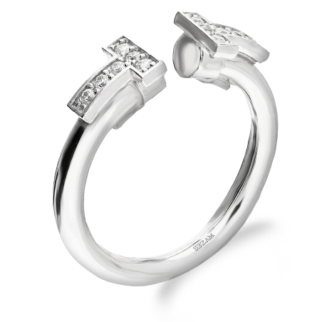 Pierścionek srebrny otwarty z białymi cyrkoniami  M3-094 ROD próba 925