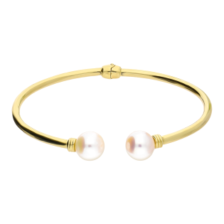 Bransoleta pozłacana bangla z dwoma perłami jubilerskimi