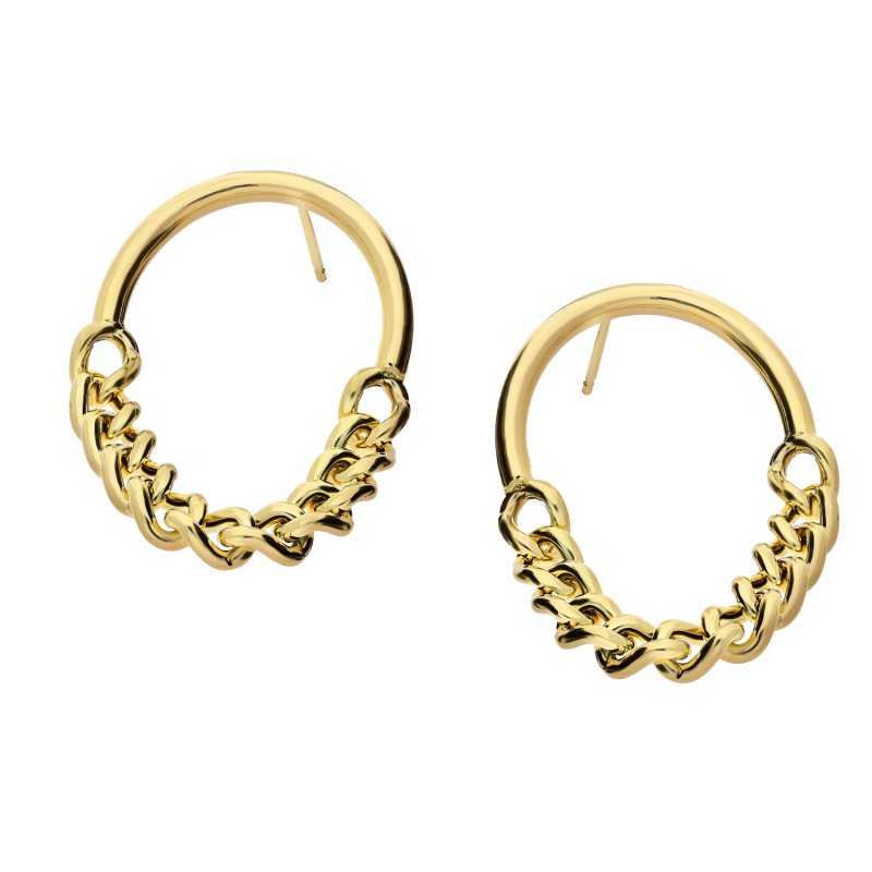 Kolczyki pozłacane półkółko i łańcuch/sztyft M3-123 GOLD próba 925